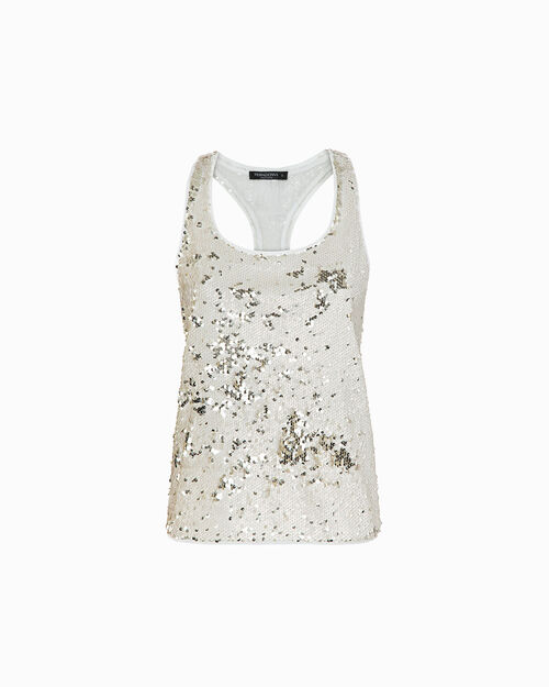 Canotta panna con paillettes scintillanti, CREAM