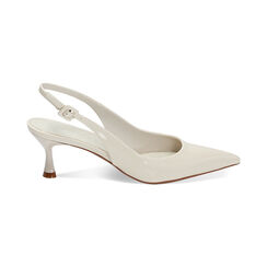 D&eacute;collet&eacute; slingback panna in vernice, tacco 6 cm, Primadonna, 232118215VEPANN036, 001 preview