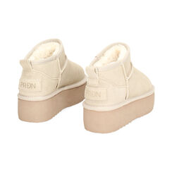 Bottines d'hiver beige en daim avec talon de 4,5 cm, Primadonna, 26N801251CMBEIG035, 004 preview
