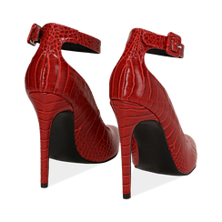 D&eacute;collet&eacute; rosse in eco-pelle effetto coccodrillo, tacco 11 cm , Scarpe, 142182061CCROSS035, 004 preview