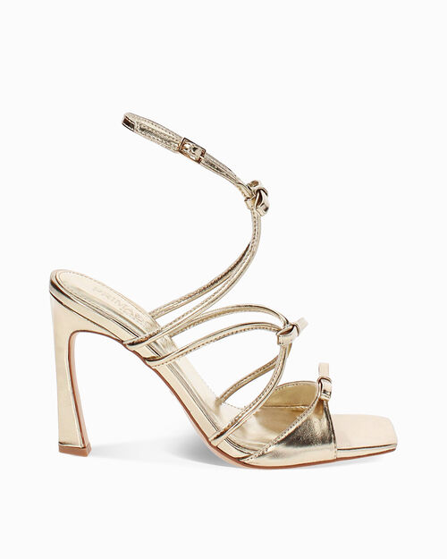 CHAUSSURES POUR FEMMES SANDALE LAMIN&Eacute; OR, GOLD