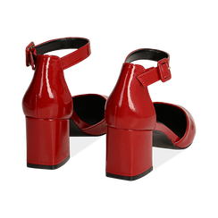 D&eacute;collet&eacute; rosse in vernice con cinturino, tacco 6 cm , Scarpe, 144942232VEROSS035, 004 preview