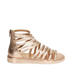 Sandali cage flat rosa oro in pelle, Scarpe, 19M320005PERAOR038, 001a