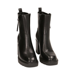 Bottines noires avec fermeture éclair, talon de 8,9 cm, Primadonna, 220831101EPNERO039, 002 preview