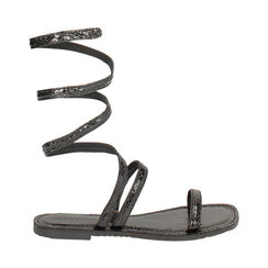 Sandali bassi neri in pitone, Primadonna, 234986611PTNERO037, 001 preview