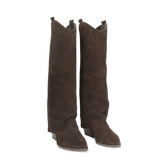 Bottes en daim brun foncé avec talon de 7,2 cm, Primadonna, 26B800516CMMORO037, 003 preview