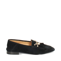 Mocassini in camoscio nero con soletta in pelle, Primadonna, 26N108006CMNERO036, 001a