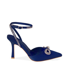 Slingback en satin bleu, talon 9,5 cm , 192126302RSBLUE036, 001a