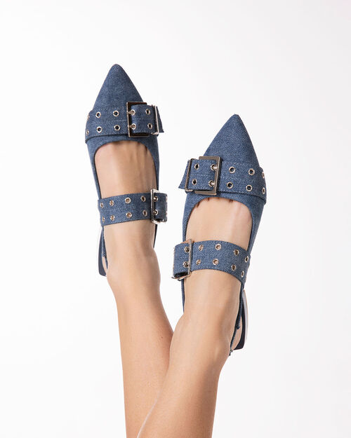 Bailarinas vaquero destalonada de estilo chic, JEANS