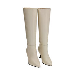 Stivali panna in pelle, tacco 7 cm , ULTIME OCCASIONI, 18A506001PEPANN036, 002 preview