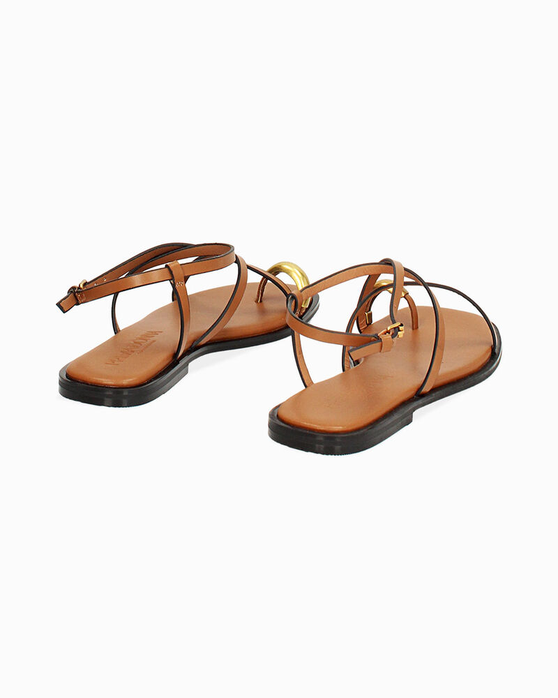 Sandales plates femme cognac image number null