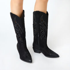 Bottes femme noires en microfibre, Primadonna, 25P604603MFNERO035, 002a