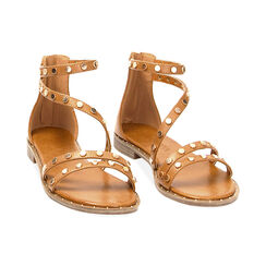 Sandali bassi cognac con borchie, Ultime occasioni, 234922854EPCOGN035, 002 preview