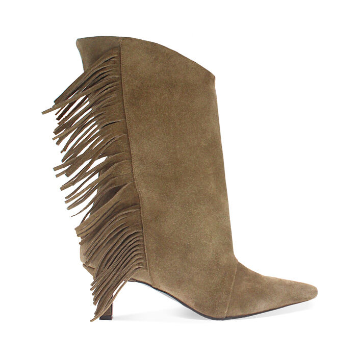 Bottines en daim taupe à talon élégant, Primadonna, 26A515026CMTAUP036