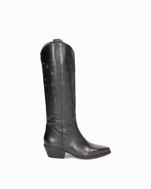 Botas texanas negras de cuero, 