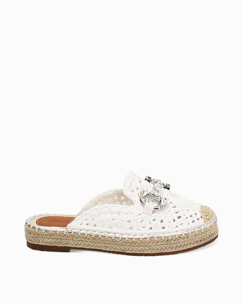 Sabot donna bianchi in raffia, WHITE