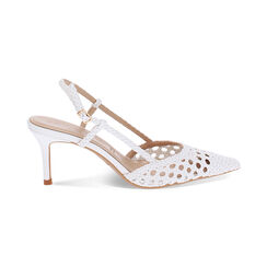D&eacute;collet&eacute; slingback donna bianche con intreccio, tacco 7 cm, Primadonna, 252103536EIBIAN036, 001 preview