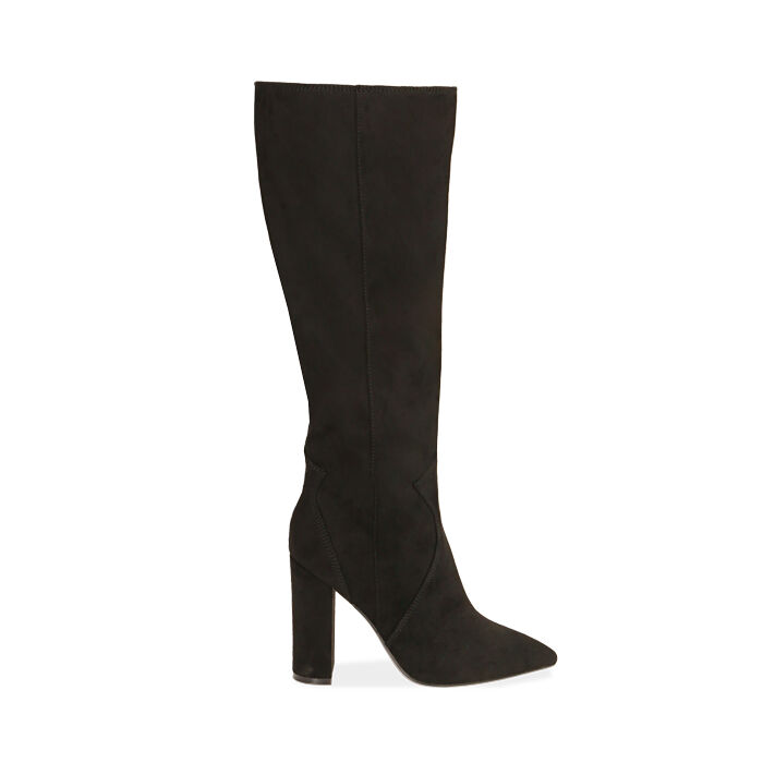 Botas para mujer negras en microfibra, tacón 10,5 cm | Primadonna Collection