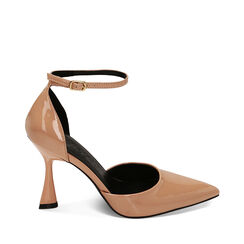 Décolleté nude cinturino vernice, tacco 9,5 cm, New Collection, 222159624VENUDE035, 001a