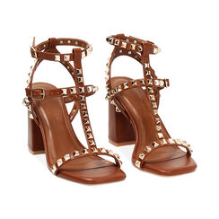 Sandale à talon femme cognac avec clous, Primadonna, 254906537EPCOGN035, 003 preview