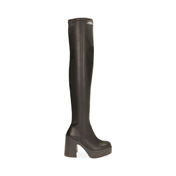 Botas de mujer gruesas por encima de la rodilla negras tac n de