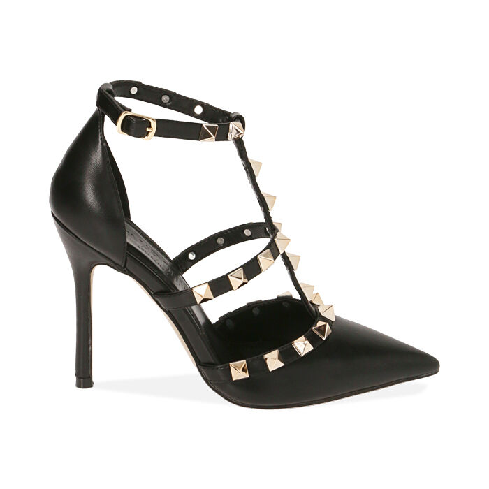Décolleté nere con borchie, tacco 10,5 cm, Primadonna, 212186107EPNERO035
