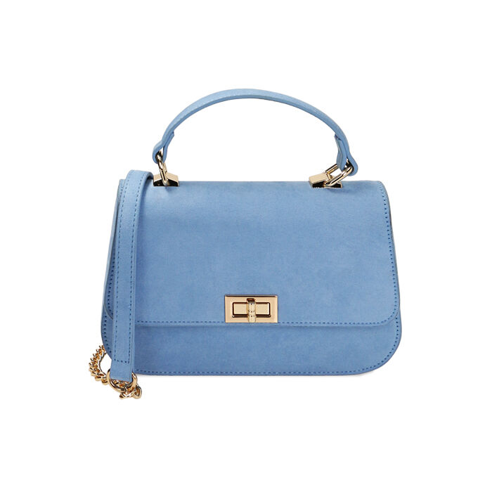Mini bag celeste a mano in microfibra, Primadonna, 215124677MFCELEUNI