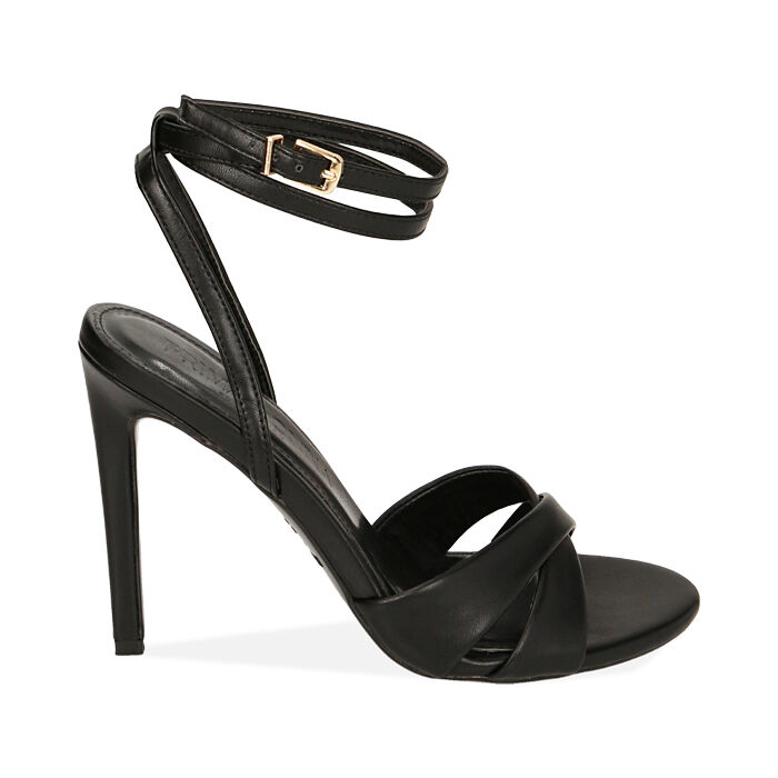 Sandali neri con cinturino, tacco 10,5 cm, Primadonna, 212105603EPNERO041