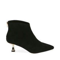 Ankle boots neri in microfibra, tacco 5,5 cm , Primadonna, 204954401MFNERO036, 001a