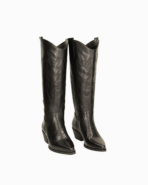 WOMEN SHOES BOOTS LEATHER NERO, 