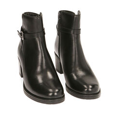 Ankle boots neri in pelle, tacco 6 cm , 20L923045PENERO035, 002a