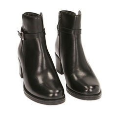 Bottines en cuir noir, talon 6 cm , Primadonna, 20L923045PENERO035, 002a