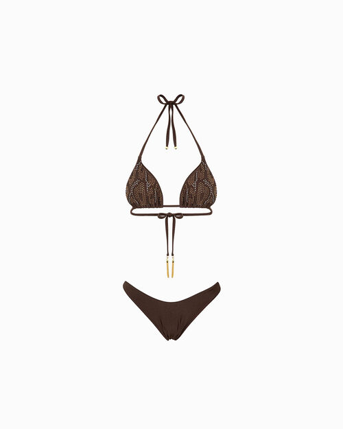 Bikini marron avec d&eacute;tails glamour