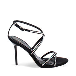Sandali neri con pietre tacco 9,6 cm, Primadonna, 272126910RPNERO035, 001a