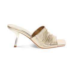 Mules open toe donna oro in laminato, tacco 7,5 cm, Primadonna, 252137811LMOROG035, 001 preview