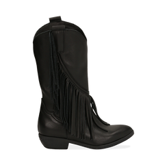 Botas camperas negro en piel de becerro, tacón 4 cm, 168989100VINERO036, 001a