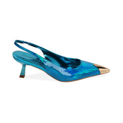 Décolleté slingback specchio azzurre, tacco 6 cm, Ultime Occasioni, 212141502SPAZZU036, 001 preview