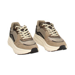 Sneakers marroni con suola in gomma alta 4 cm, Primadonna, 263824890EPMARR037, 003 preview
