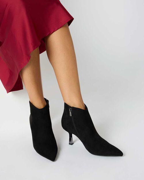 WOMEN SHOES DEMI-BOOT MICROFIBER NERO, BLACK