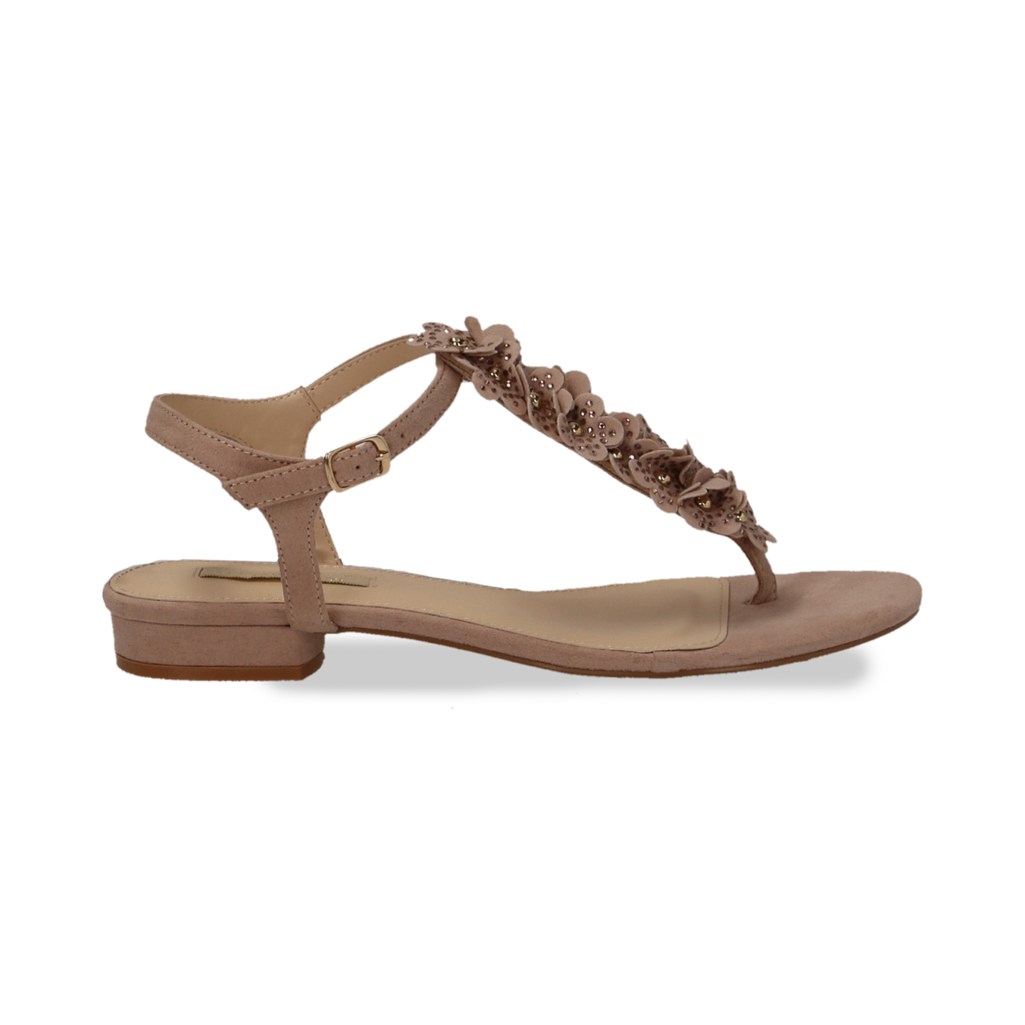 Sandali flat nude con fiori donna | Primadonna Collection