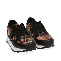 Sneakers marroni stampa pitone, Primadonna, 162619079PTMARR035, 002a
