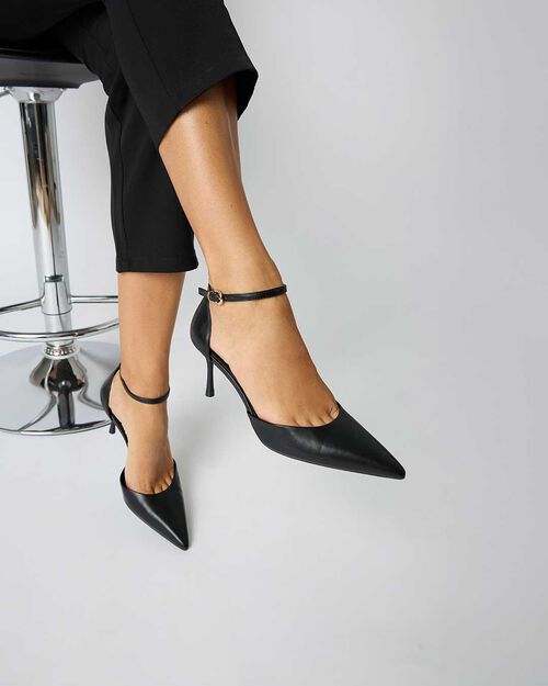 D&eacute;collet&eacute; open shank nere con tacco di 7,5 cm, BLACK