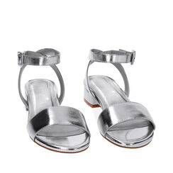 Sandales plates argentées en laminé, Primadonna, 234891903LMARGE035, 002a