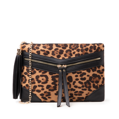 Pochette leopard-marrone in microfibra, Borse, 145122216MFLEMAUNI, 001a