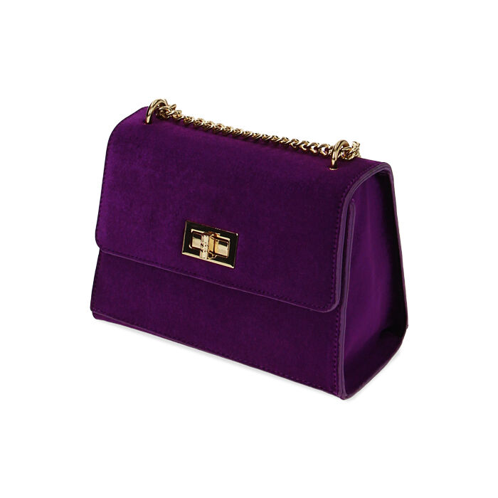 Borsa donna a tracolla viola in velluto Primadonna Collection