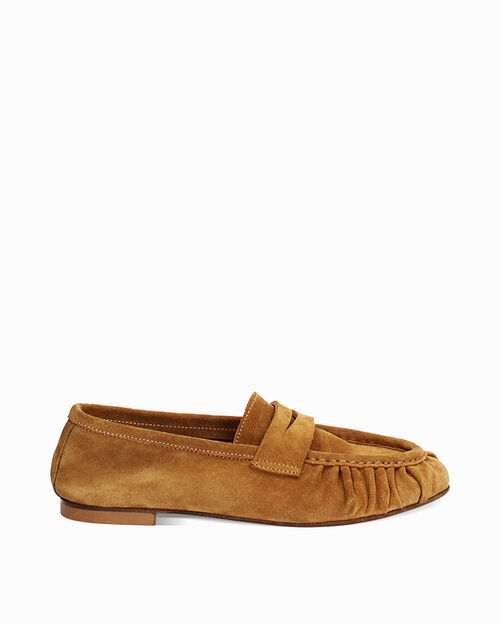 Mocassino in camoscio cognac, COGNAC