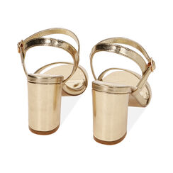 Sandali oro laminato, tacco 8 cm, ULTIME OCCASIONI, 214903601LMOROG037, 003 preview
