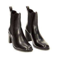 Bottines Chelsea noires en cuir, talon de 7,7 cm, Primadonna, 22O323042PENERO037, 002 preview
