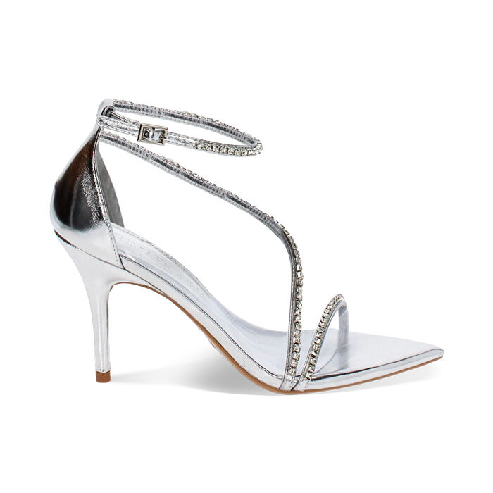 Sandales femme avec talon argent en lamine avec pierres Primadonna Collection
