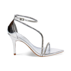Sandales à talons argentés en laminé avec pierres, Fin de Collection, 232107905LPARGE035, 001 preview